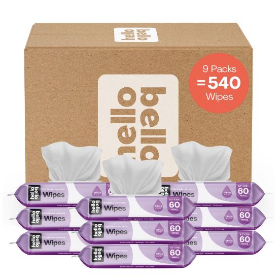 Picture of Hello Bello Extra Gentle Lavender Scented Baby Wipes, Made with 99% Water and Aloe for Babies and Kids, 60 Count (Pack of 9) Total 540 Count