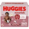 Picture of Huggies Nourish Scented Baby Wipes, 10 Push Button Packs (560 Wipes Total)
