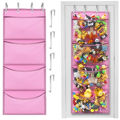 Picture of Storage for Stuffed Animal - Over Door Organizer for Stuffies, Baby Accessories, and Toy Plush Storage/Easy Installation with Breathable Hanging Storage Pockets Big Girls Chair Toddler Large Bag