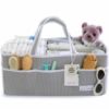 Picture of Lily Miles Baby Diaper Caddy - Organizer Tote Bag for Infant Boy or Girl - Baby Shower Basket - Nursery Must Haves - Registry Favorites - Newborn Caddie Car - Gray/Gray, Extra Large
