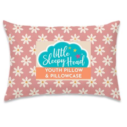 Picture of Little Sleepy Head Youth Pillow with Pillowcase 16x22, Soft Jumbo Toddler Pillow, Kids Pillow & Hypoallergenic Pillow Case - Best Kids Pillows for Sleeping, Perfect Kids Travel Pillow (Daisies)