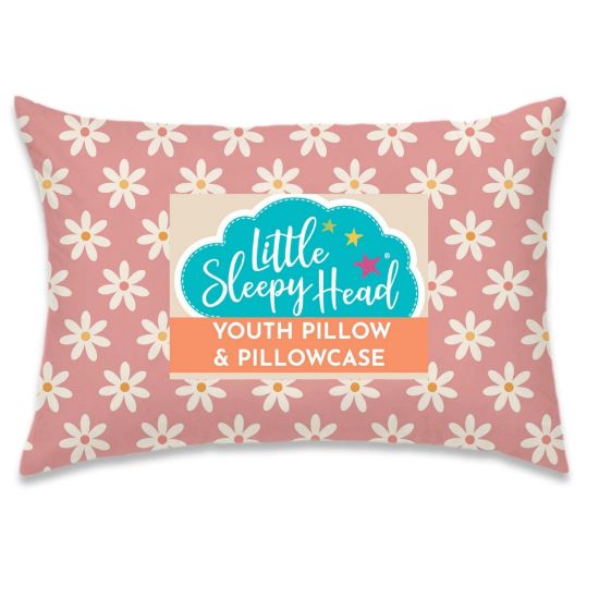 Picture of Little Sleepy Head Youth Pillow with Pillowcase 16x22, Soft Jumbo Toddler Pillow, Kids Pillow & Hypoallergenic Pillow Case - Best Kids Pillows for Sleeping, Perfect Kids Travel Pillow (Daisies)