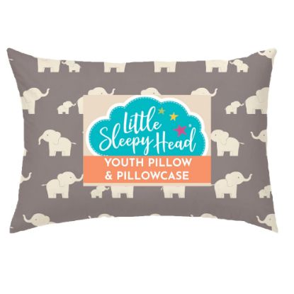 Picture of Youth Pillow with Pillowcase 16x22, Soft Jumbo Toddler Pillow, Kids Pillow & Hypoallergenic Pillow Case - Best Kids Pillows for Sleeping, Perfect Kids Travel Pillow (Elephants Gray)