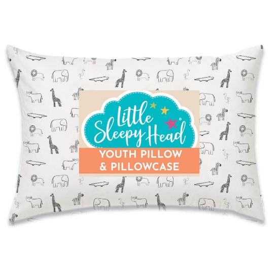 Picture of Youth Pillow with Pillowcase 16x22, Soft Jumbo Toddler Pillow, Kids Pillow & Hypoallergenic Pillow Case - Best Kids Pillows for Sleeping, Perfect Kids Travel Pillow (Animal Adventure)