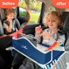 Picture of PILLANI Kids Travel Tray for Car - Car Seat Tray for Kids Travel, Road Trip Essentials Must Haves - Carseat Table Roadtrip Activities - Toddler Lap Desk Organizer for Airplane - Kids Travel Essentials