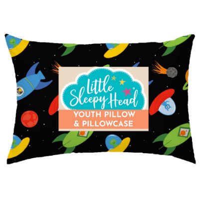 Picture of Youth Pillow with Pillowcase 16x22, Soft Jumbo Toddler Pillow, Kids Pillow & Hypoallergenic Pillow Case - Best Kids Pillows for Sleeping, Perfect Kids Travel Pillow (Space 'N Rockets)
