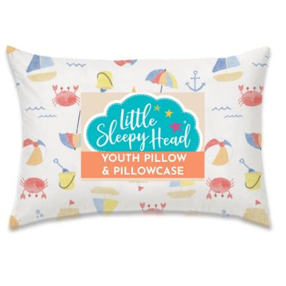 Picture of Little Sleepy Head Youth Pillow with Pillowcase 16x22, Soft Jumbo Toddler Pillow, Kids Pillow & Hypoallergenic Pillow Case - Best Kids Pillows for Sleeping, Perfect Kids Travel Pillow (Beach Days)
