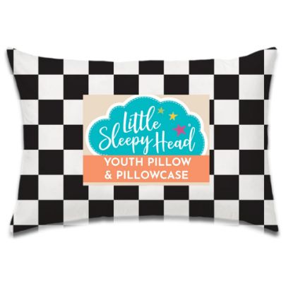 Picture of Youth Pillow with Pillowcase 16x22, Soft Jumbo Toddler Pillow, Kids Pillow & Hypoallergenic Pillow Case - Best Kids Pillows for Sleeping, Perfect Kids Travel Pillow (Checkers Black)