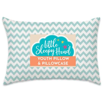 Picture of Little Sleepy Head Youth Pillow with Pillowcase 16x22, Soft Jumbo Toddler Pillow, Kids Pillow & Hypoallergenic Pillow Case - Best Kids Pillows for Sleeping, Perfect Kids Travel Pillow (Chevron Teal)