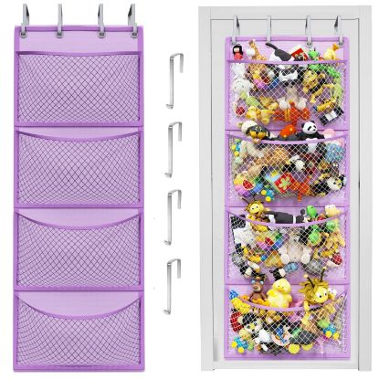 Picture of Honeyera Plush Storage (Patent Pending) - Plush Hammock Net Over Door Organizer for Stuffies, Baby Accessories, Toy/Hammock Hanging Storage Big Girls Toddler Large Bag Animals (Purple)