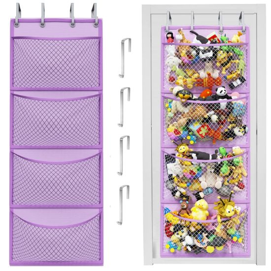 Picture of Honeyera Plush Storage (Patent Pending) - Plush Hammock Net Over Door Organizer for Stuffies, Baby Accessories, Toy/Hammock Hanging Storage Big Girls Toddler Large Bag Animals (Purple)