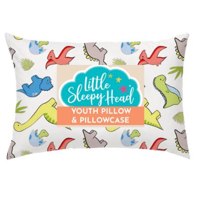 Picture of Youth Pillow with Pillowcase 16x22, Soft Jumbo Toddler Pillow, Kids Pillow & Hypoallergenic Pillow Case - Best Kids Pillows for Sleeping, Perfect Kids Travel Pillow (Dinosaurs White)