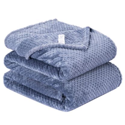 Picture of Fuzzy Throw Blanket, Plush Fleece Blankets for Adults, Toddler, Boys and Girls, Warm Soft Blankets and Throws for Bed, Couch, Sofa, Travel and Outdoor, Camping (Queen(80"x90"), XXL-Smoked Blue)