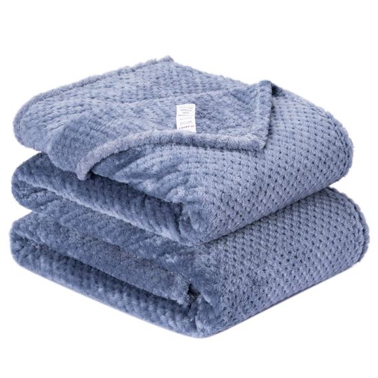 Picture of Fuzzy Throw Blanket, Plush Fleece Blankets for Adults, Toddler, Boys and Girls, Warm Soft Blankets and Throws for Bed, Couch, Sofa, Travel and Outdoor, Camping (Queen(80"x90"), XXL-Smoked Blue)