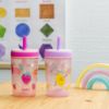 Picture of Zak Designs Kelso Toddler Cups For Travel or At Home, 15oz 2-Pack Durable Plastic Sippy Cups With Leak-Proof Design is Perfect For Kids (Sweet Berry, Lemon Zest)