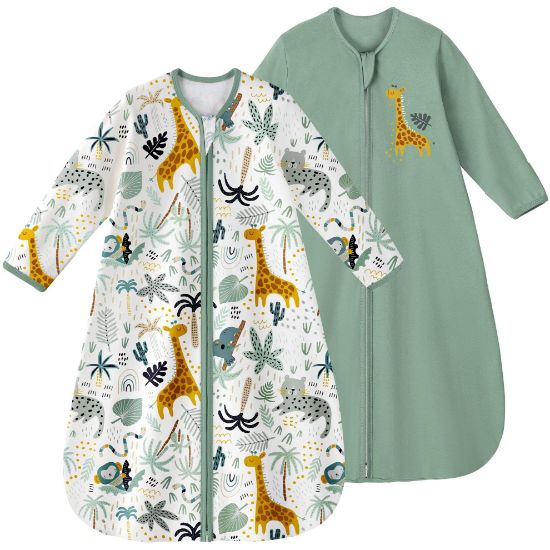 Picture of Yoofoss Baby Sleep Sack 18-24 Months Long Sleeve Wearable Blanket Baby 100% Cotton 2-Way Zipper 0.5 Tog Infants Sleeping Sack, Lightweight(X-Large)