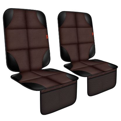 Picture of XHYANG Car Seat Protector 2 Pack, Thickest Padding, Waterproof 600D Fabric, Non-Slip Backing, Mesh Pockets, Brown