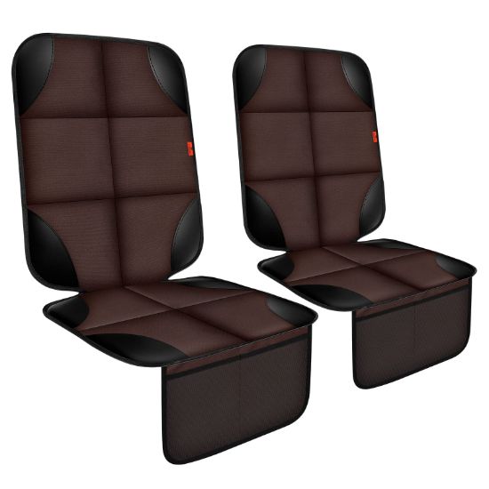 Picture of XHYANG Car Seat Protector 2 Pack, Thickest Padding, Waterproof 600D Fabric, Non-Slip Backing, Mesh Pockets, Brown