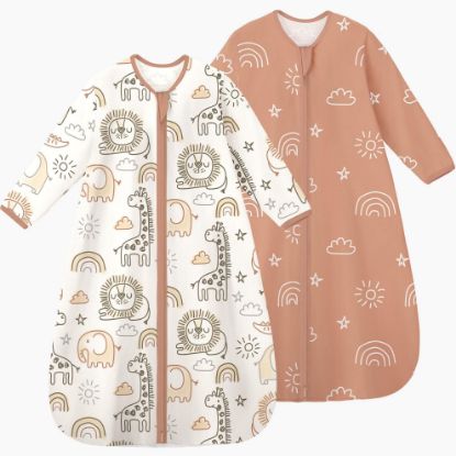 Picture of Yoofoss Baby Sleep Sack 18-24 Months Long Sleeve Wearable Blanket Baby 100% Cotton 2-Way Zipper 0.5 Tog Toddler Sleeping Sack, Lightweight(X-Large)