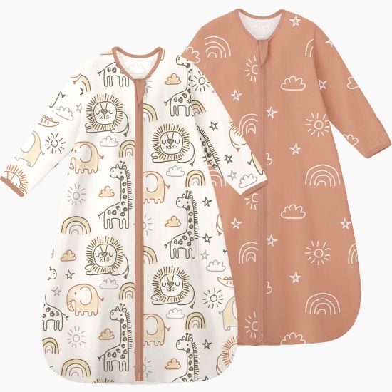 Picture of Yoofoss Baby Sleep Sack 18-24 Months Long Sleeve Wearable Blanket Baby 100% Cotton 2-Way Zipper 0.5 Tog Toddler Sleeping Sack, Lightweight(X-Large)
