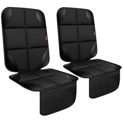 Picture of XHYANG Car Seat Protector 2 Pack, Thickest Padding, Waterproof 600D Fabric, Non-Slip Backing, Mesh Pockets for Baby and Pet, Black, Universal Fit, Car, Truck, SUV, Van