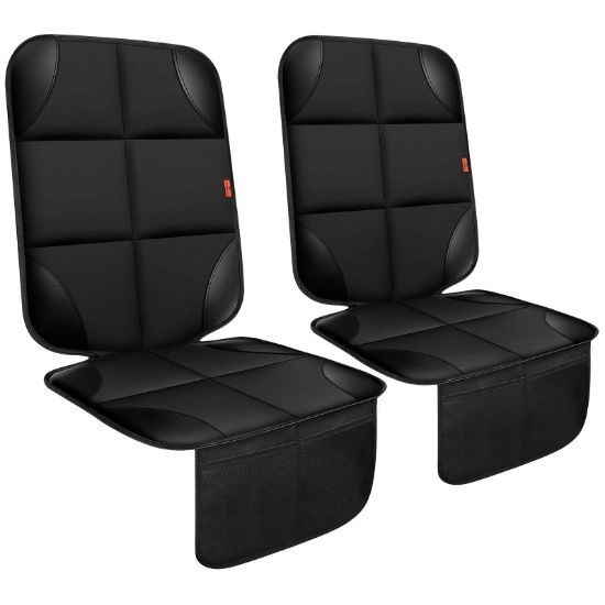 Picture of XHYANG Car Seat Protector 2 Pack, Thickest Padding, Waterproof 600D Fabric, Non-Slip Backing, Mesh Pockets for Baby and Pet, Black, Universal Fit, Car, Truck, SUV, Van