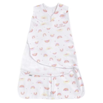 Picture of HALO 100% Cotton Sleepsack Swaddle, 3-Way Adjustable Wearable Blanket, TOG 1.5, Sunshine Rainbows, Small, 3-6 Months
