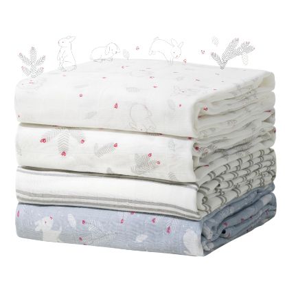 Picture of Momcozy Muslin Swaddle Blankets, Ultra Soft Neutral Baby Essentials Must Haves Registry Search, Breathable Large 47'' x 47'' Newborn Boys Girls Swaddle Receiving Blanket, Sugar Bowl Bunny