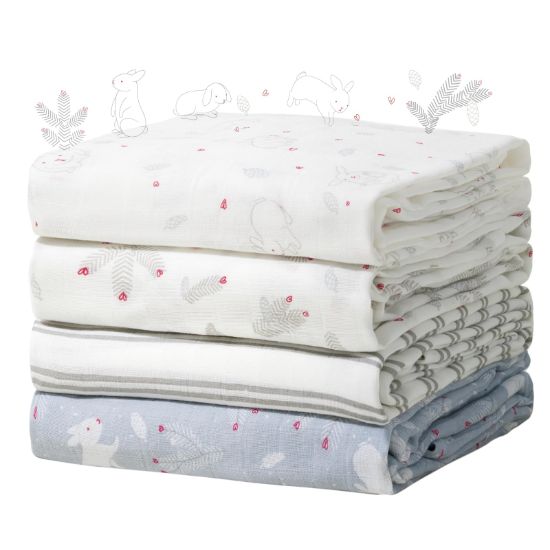 Picture of Momcozy Muslin Swaddle Blankets, Ultra Soft Neutral Baby Essentials Must Haves Registry Search, Breathable Large 47'' x 47'' Newborn Boys Girls Swaddle Receiving Blanket, Sugar Bowl Bunny