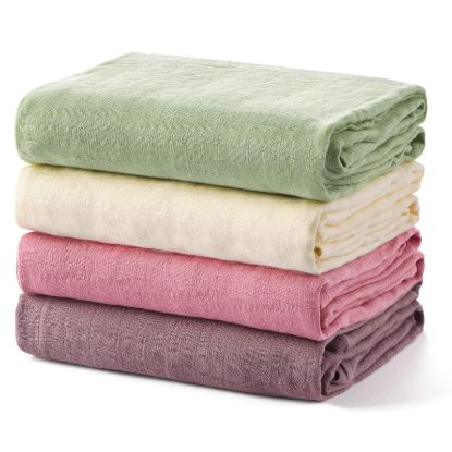 Picture of Momcozy Muslin Swaddle Blankets, 4 Pack Ultra Soft Neutral Matching Baby Swaddle Blanket, Breathable Skin Friendly, Large 47 x 47 Inch Swaddling Receiving Blanket for Boy Girl, Light Green