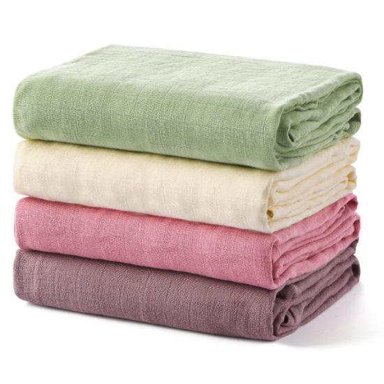 Picture of Momcozy Muslin Swaddle Blankets, 4 Pack Ultra Soft Neutral Matching Baby Swaddle Blanket, Breathable Skin Friendly, Large 47 x 47 Inch Swaddling Receiving Blanket for Boy Girl, Light Green