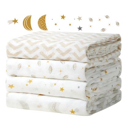 Picture of Momcozy Muslin Swaddle Blankets, Ultra Soft Neutral Baby Essentials Must Haves Registry Search, Breathable Large 47'' x 47'' Newborn Boys Girls Swaddle Receiving Blanket, Stellar Orbit