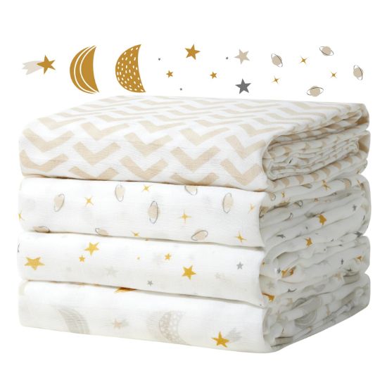 Picture of Momcozy Muslin Swaddle Blankets, Ultra Soft Neutral Baby Essentials Must Haves Registry Search, Breathable Large 47'' x 47'' Newborn Boys Girls Swaddle Receiving Blanket, Stellar Orbit