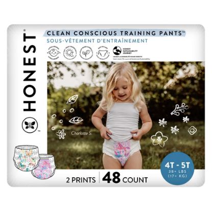 Picture of The Honest Company Clean Conscious Training Pants for Sensitive Skin | Hypoallergenic, Fragrance Free | Magical Moments + Butterfly Kisses | Size 4T/5T (38+ lbs), 48 Count
