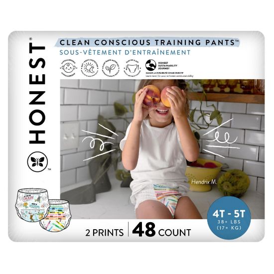 Picture of The Honest Company Clean Conscious Training Pants for Sensitive Skin | Hypoallergenic, Fragrance Free | Let's Color + See Me Rollin' | Size 4T/5T (38+ lbs), 48 Count