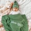 Picture of Personalized Baby Blanket, 100% Organic Cotton GOTS Certified, Customized Baby Blanket with Name, Baby Blankets for Boys and Girls, Perfect Personalized Gifts for Newborns, Kids and Baby Showers