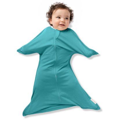 Picture of SleepingBaby Zipadee-Zip Transitional Swaddle Sack, 3-6 Month - Roomy Zipper Swaddle for Easy Diaper Changes and Proper Hip Development - Baby Swaddle Sack, X-Small - Classic Teal