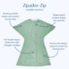 Picture of SleepingBaby Zipadee-Zip Transitional Swaddle Sack, 6-12 Month - Roomy Zipper Swaddle for Easy Diaper Changes and Proper Hip Development - Baby Swaddle Sack, Medium - Quilted Dot Green