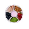 Picture of GoBe Kids Small Snack Spinner Flip Bundle with Hand Strap and Sticker Sheet - Reusable Snack Container with 5 Compartment Dispenser and Lid | BPA/PVC Free | Dishwasher Safe | No Spill - Taro Purple