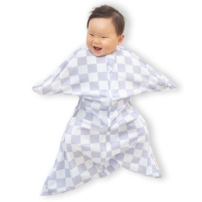 Picture of SleepingBaby Zipadee-Zip Transitional Swaddle Sack, 12-24 Month - Roomy Zipper Swaddle for Easy Diaper Changes and Proper Hip Development - Baby Swaddle Sack, Large - Lavender Check