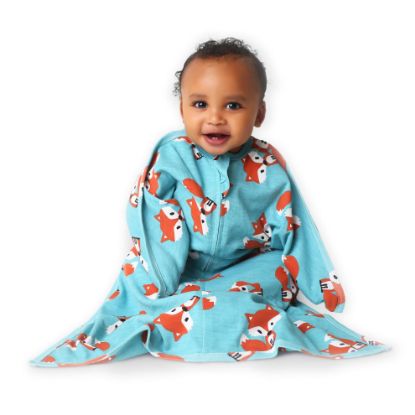 Picture of SleepingBaby Zipadee-Zip Transition Swaddle - Cozy Baby Swaddling Blanket with Zipper Convenience - Roomy Baby Wearable Blanket for Easy Diaper Changes - Friendly Fox, Small (4-8 Month)