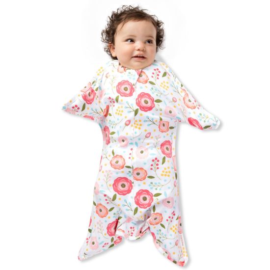 Picture of SleepingBaby Zipadee-Zip Transitional Swaddle Sack, 4-8 Month - Roomy Zipper Swaddle for Easy Diaper Changes and Proper Hip Development - Baby Swaddle Sack, Small - Pretty Poppy