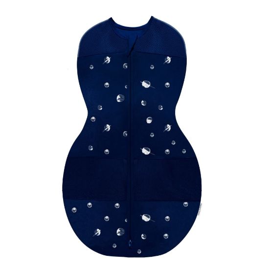Picture of Happiest Baby Sleepea 5-Second Swaddle - 100% Organic Cotton Baby Swaddle Blanket - Doctor Designed Promotes Healthy Hip Development (Midnight Planets, Small)