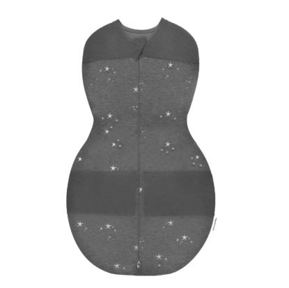 Picture of Happiest Baby Sleepea 5-Second Swaddle - 100% Organic Cotton Baby Swaddle Blanket - Doctor Designed Promotes Healthy Hip Development (Charcoal Stars, Medium)
