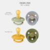Picture of BIBS Pacifiers - Colour 4 Pack | Round Nipple Baby Pacifier | BPA Free Natural Rubber Latex Soother | Made in Denmark | Size 6-18 Months | Garden Colors