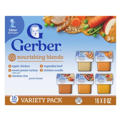 Picture of Gerber Stage 2 Baby Food, Nourishing Blends Puree Tubs, No Added Colors or Flavors, Baby Puree, Variety 32-Pack