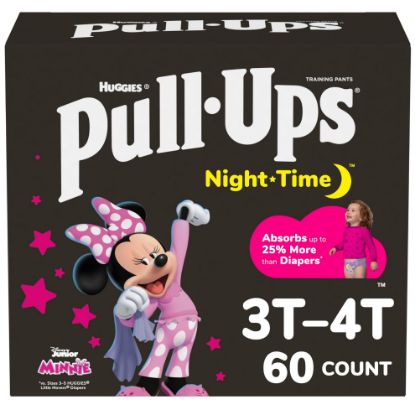 Picture of Pull-Ups Girls' Nighttime Potty Training Pants, Training Underwear, 3T-4T (32-40 lbs), 60 Ct
