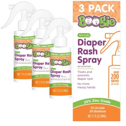 Picture of Boogie Diaper Rash Cream Spray for Baby, Travel Friendly No-Rub Touch Free Application for Sensitive Skin, Over 200 Sprays per Bottle, 1.7 oz (Pack of 3)
