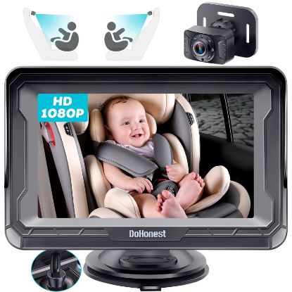 Picture of DoHonest Baby Car Camera 1080P HD: Rearview Baby Car Monitor with Night Vision, 150° Wide Angle, 360° Adjustable, Easy USB Plug-and-Play Installation - Infant Car Seat Safety Camera