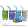 Picture of WeeSprout 2-in-1 Drinking Cups for Kids, Durable Stainless Steel Tumbler for Smoothies, Silicone Straws with Stoppers, Premium Plastic Twist Lids, Easy-Grip Sleeves, Set of 4 Dishwasher Safe Kid Cups